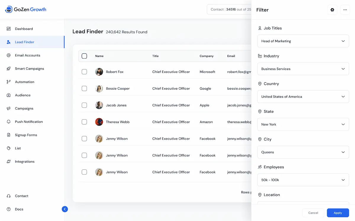 Streamlined Workflow with In-built Lead Finder