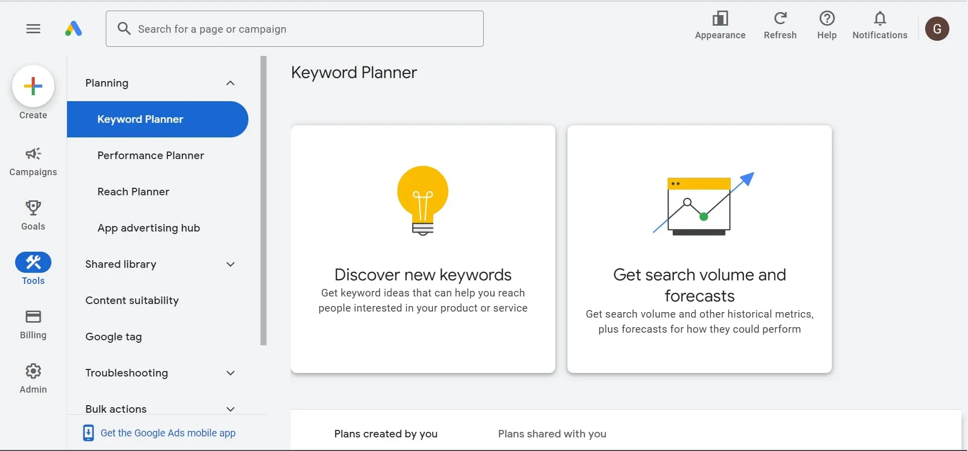 Keyword Planner Two Tools