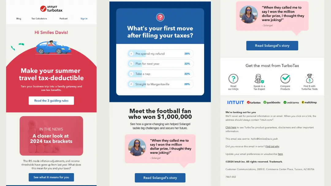 Screenshot taken from the newsletter from the official TurboTax website