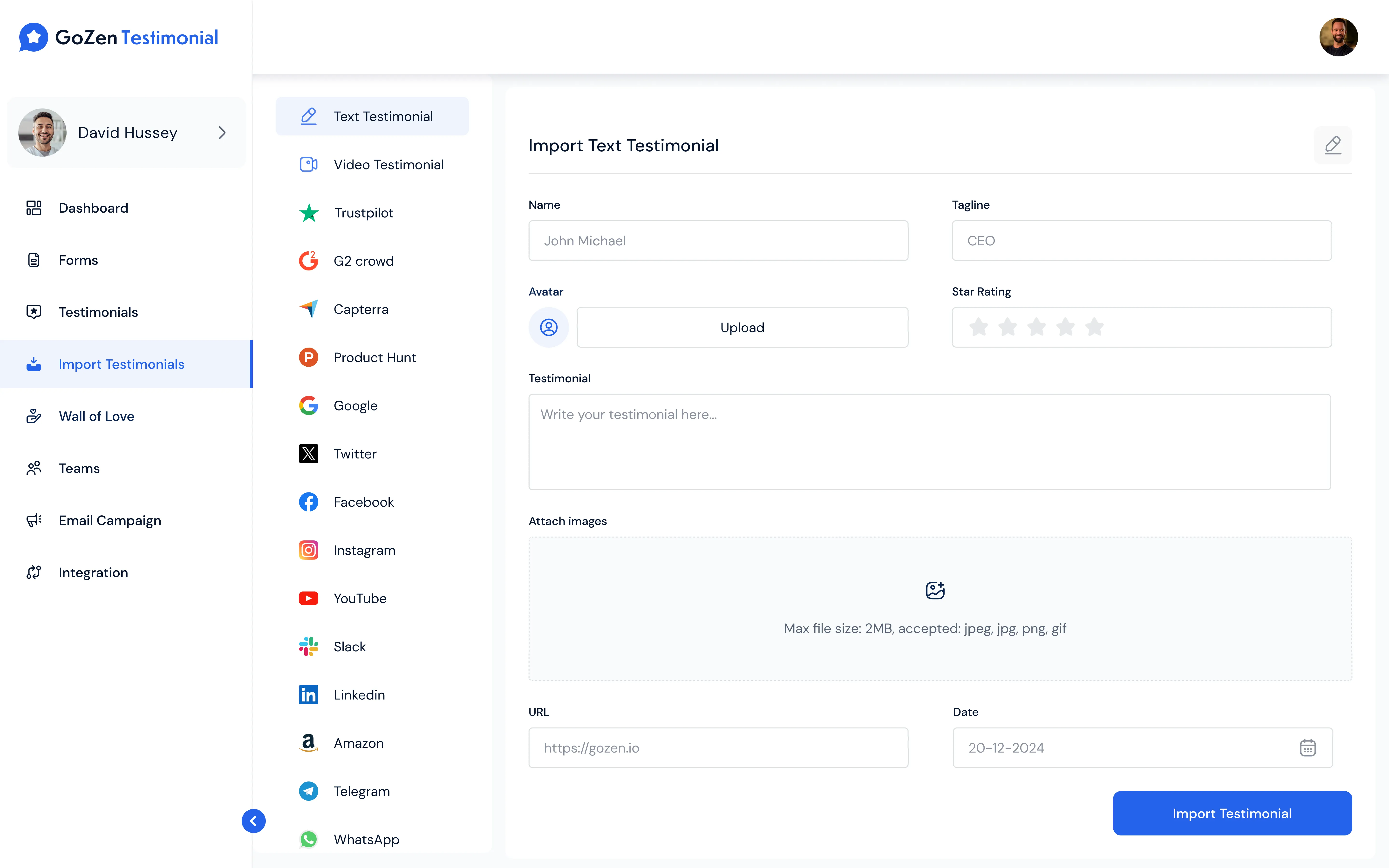Automate Testimonial Collection from Multiple Platforms.